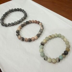 Set of 3 Stone Bead Bracelets